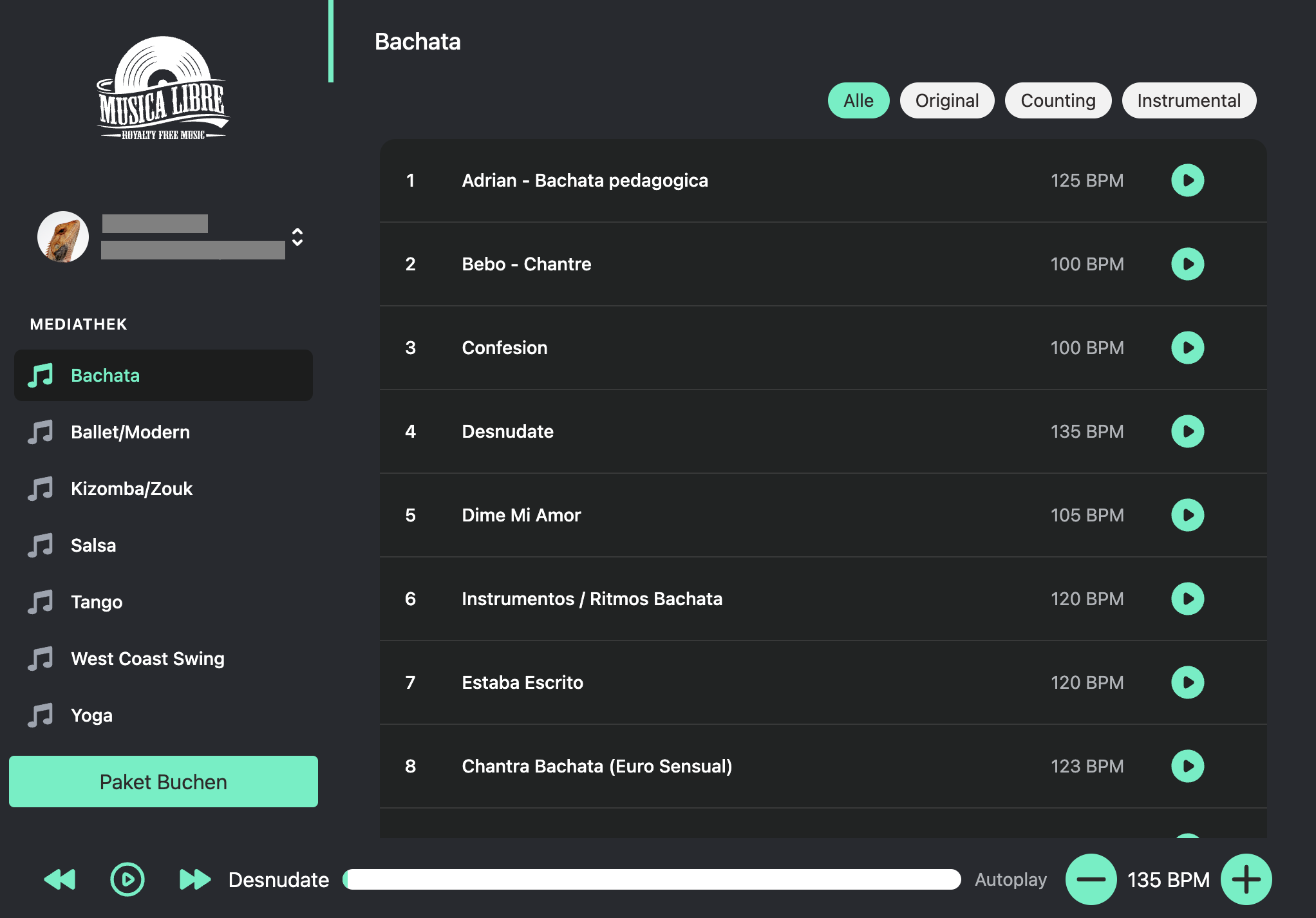 Dashboard screenshot of the app